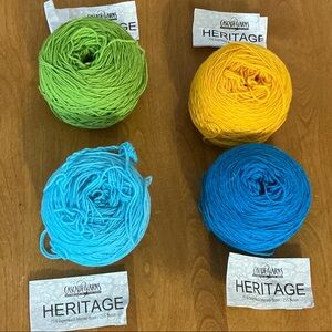 Cascade Yarns Heritage Merino Blend Yarn Set in Green, Yellow, Aqua, Blue